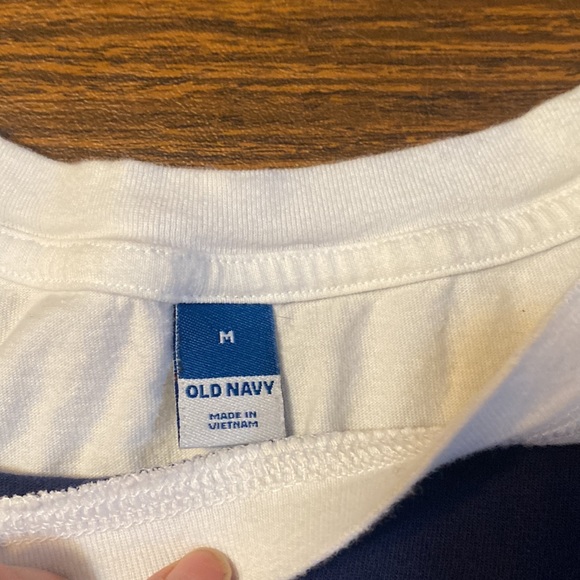 OLD NAVY Blue White Boxy Tshirt, Medium - Picture 2 of 5